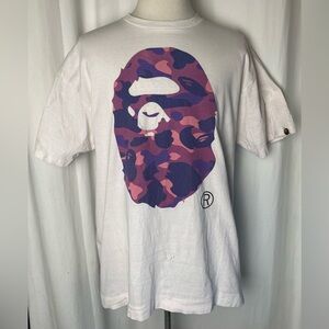 Vintage A Bathing Ape Bape XL T-Shirt Purple Pink Camo Ape Head First Run 2000’s
